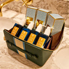 Men's luxury body wash & skincare gift set in a luxury leather branded wash bag London 