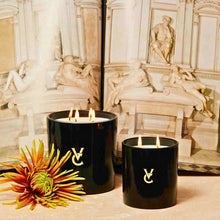 Luxury candles with a rich leather, tobacco and warm smoky scent like Trudon's Ernesto with bergamot 